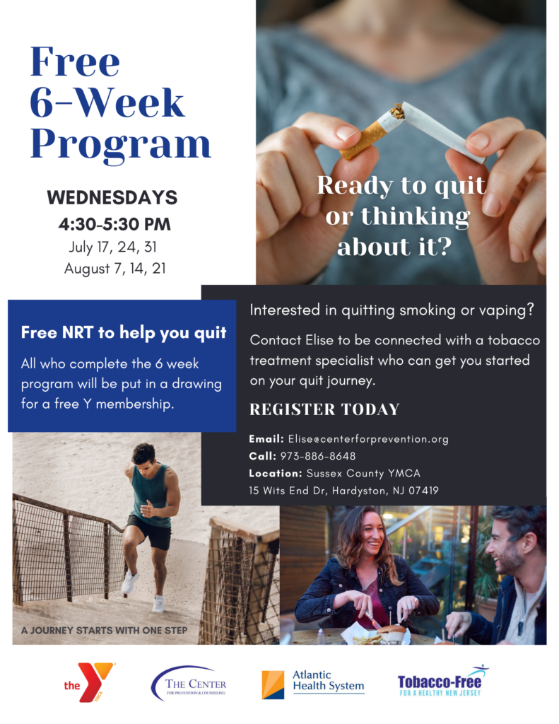YMCA Free 6-week quit smoking/vaping program